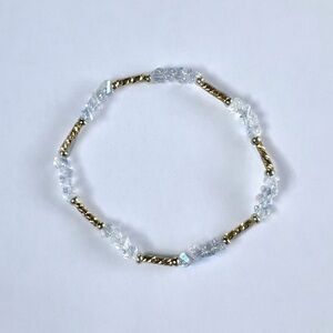 Crystal Beaded Bracelet | Handmade Gold Accent Stretch